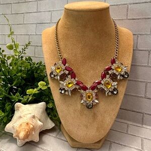 Multi color gem statement necklace